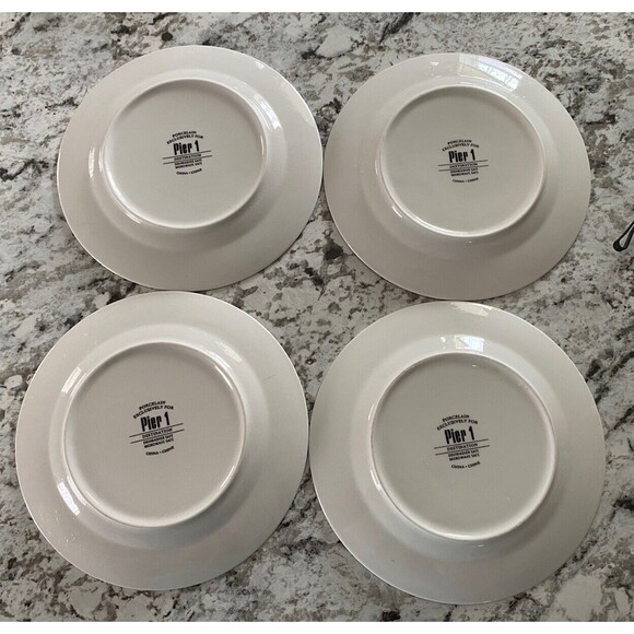 PIER 1 ONE Destination Set of 4 Porcelain Luncheon Salad Dessert 7.5" Plates - Picture 6 of 6